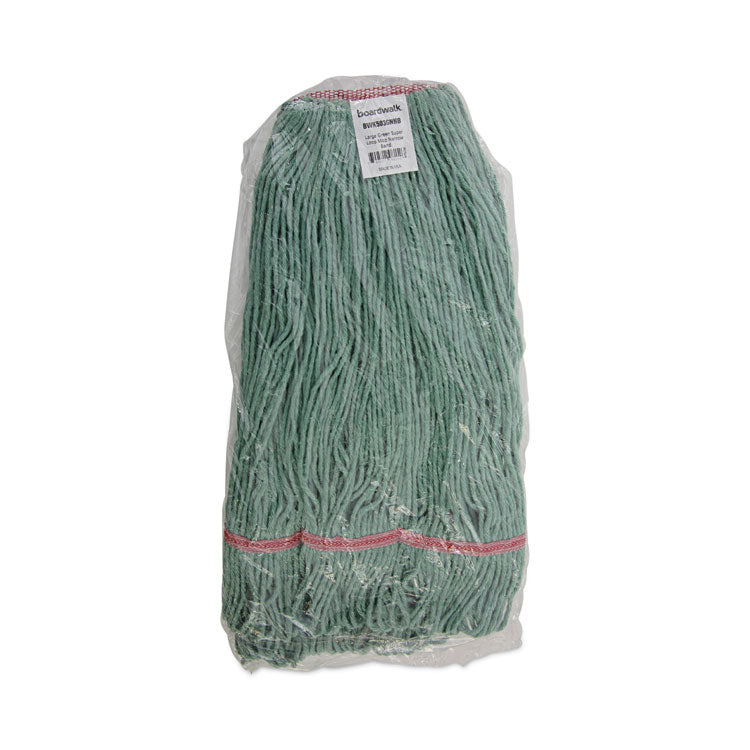 Narrowband Looped-End Mop Head, Premium Standard Head, Cotton/Rayon Fiber, Large, Green