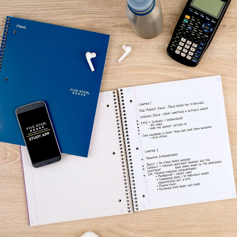 Five Star 5-Subject Subject Notebooks, 8.5" x 11", College Ruled, 200 Sheets (06112/06208)