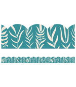 Carson Dellosa Scalloped Border Strips 3" x 3', Teal with Leaves, 13/pack (108522)