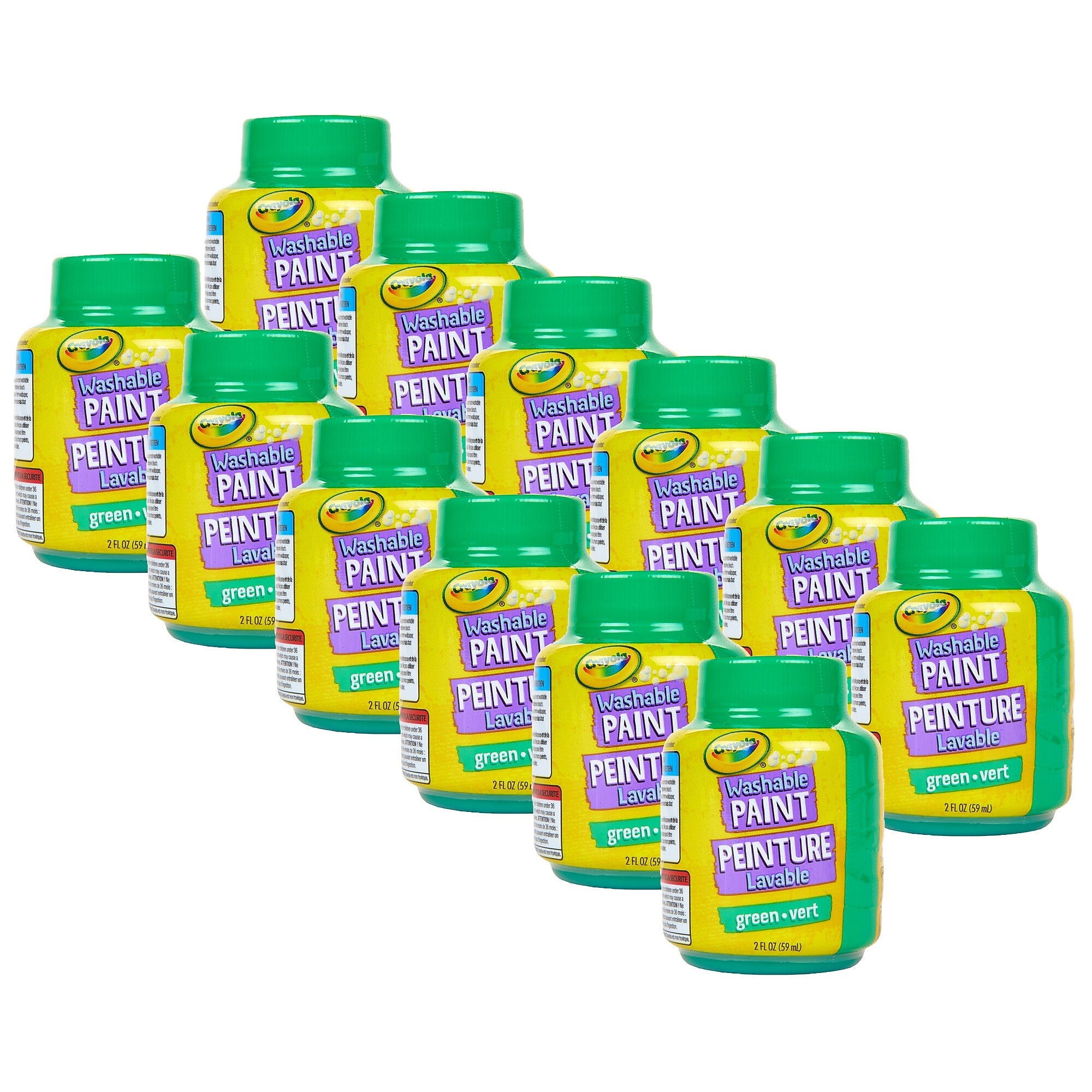 Crayola Washable Kid's Paint, Green, 2 oz., 12/Bundle (BIN542844-12)
