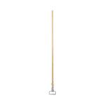 Spring Grip Metal Head Mop Handle for Most Mop Heads, Wood, 60", Natural