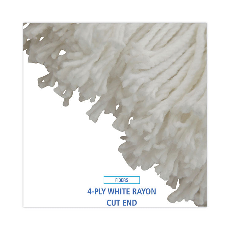 Cut-End Lie-Flat Wet Mop Head, Rayon, 16oz, White, 12/carton