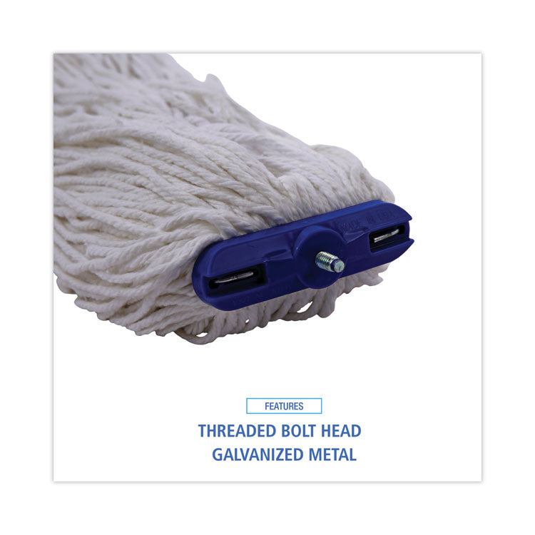 Mop Head, Economical Lie-Flat Head, Rayon Fiber, 20oz, White, 12/carton