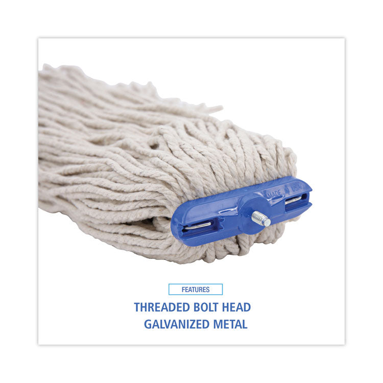 Cut-End Lie-Flat Wet Mop Head, Cotton, 24oz, White, 12/carton