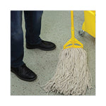 Mop Head, Economical Lie-Flat Head, Cotton Fiber, 32oz, White, 12/carton