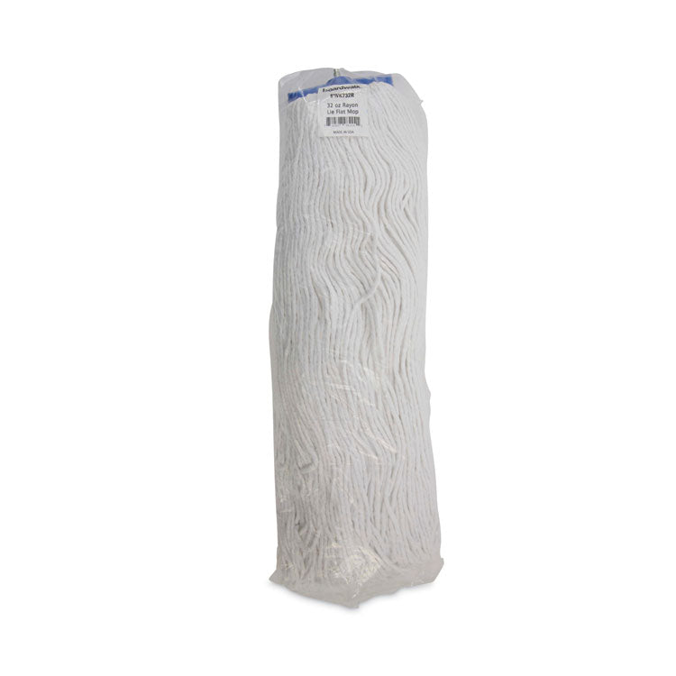 Mop Head, Economical Lie-Flat Head, Rayon Fiber, 32-Oz., White, 12/carton
