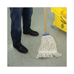 Mop Head, Lie-Flat Head, Cotton Fiber, 24 oz, White, 12/Carton