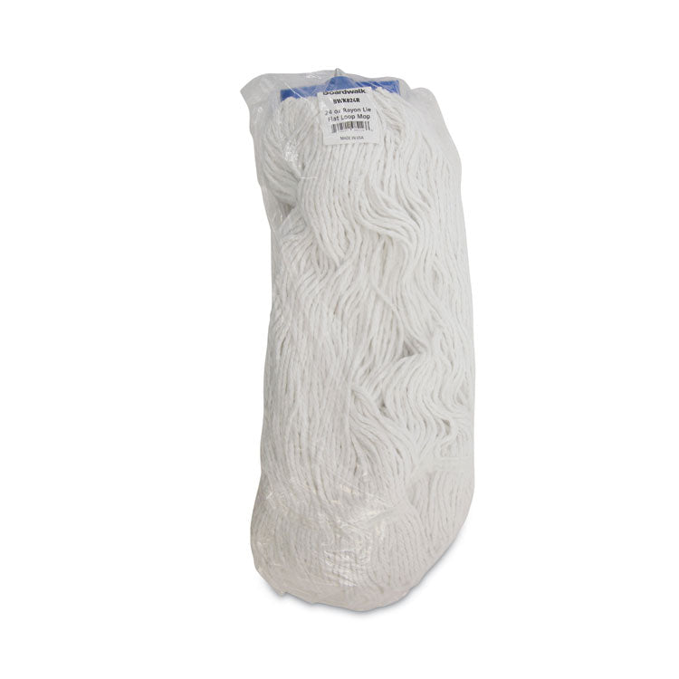 Mop Head, Lie-Flat Head, Rayon Fiber, 24oz, White, 12/carton