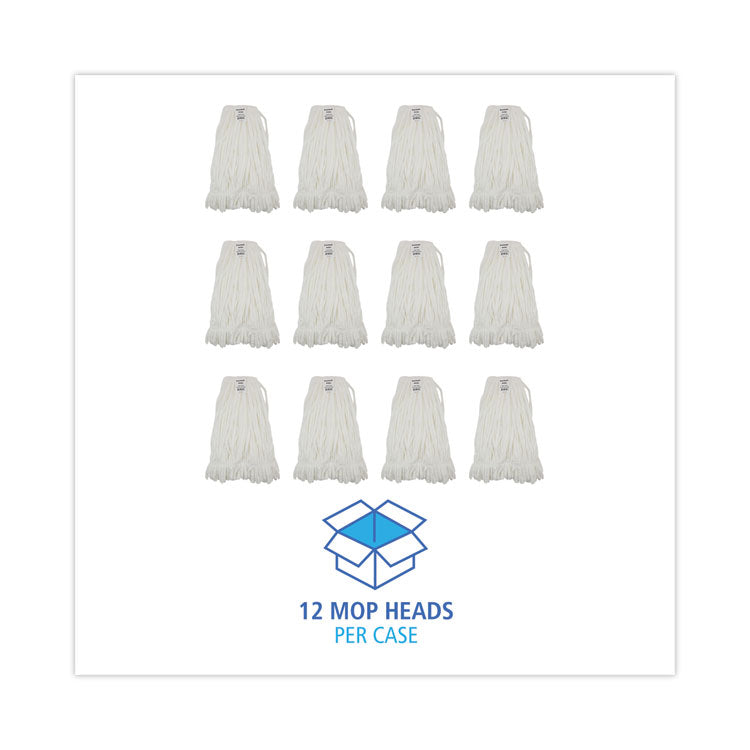 Mop Head, Looped, Enviro Clean With Tailband, Large, White, 12/carton