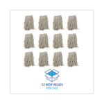 Mop Head, Cotton, Cut-End, White, 4-Ply, #16 Band, 12/carton