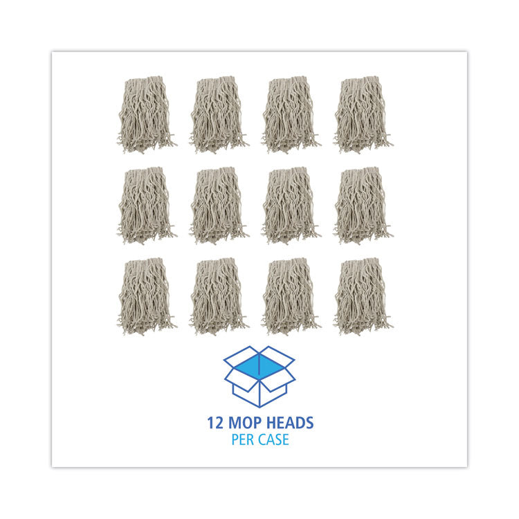 Mop Head, Cotton, Cut-End, White, 4-Ply, #16 Band, 12/carton