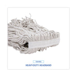 Banded Mop Head, Cotton, Cut-End, White, 16 Oz, 12/carton