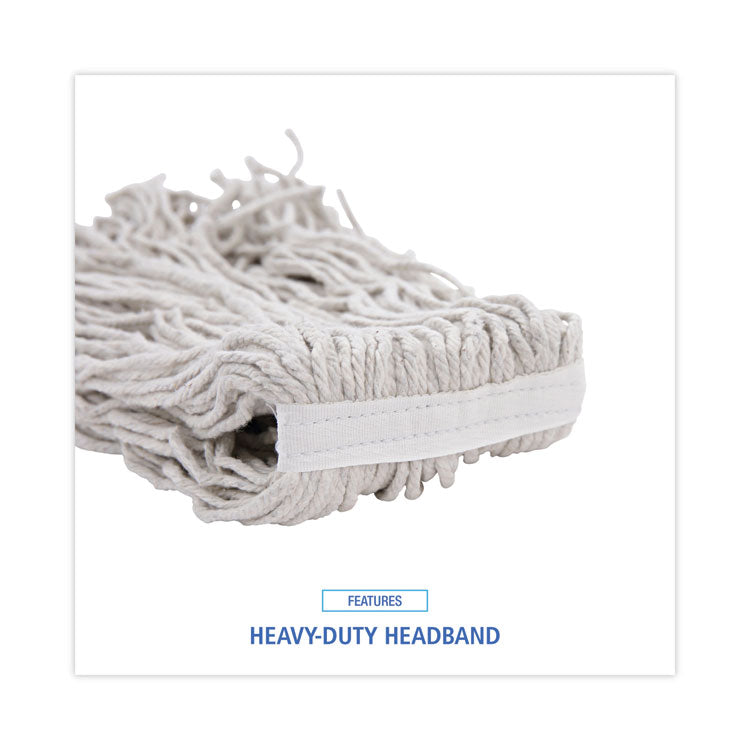 Banded Mop Head, Cotton, Cut-End, White, 16 Oz, 12/carton