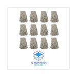 Banded Mop Head, Cotton, Cut-End, White, 16 Oz, 12/carton