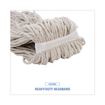Mop Head, Cotton, Cut-End, White, 4-Ply, 32oz, 12/carton