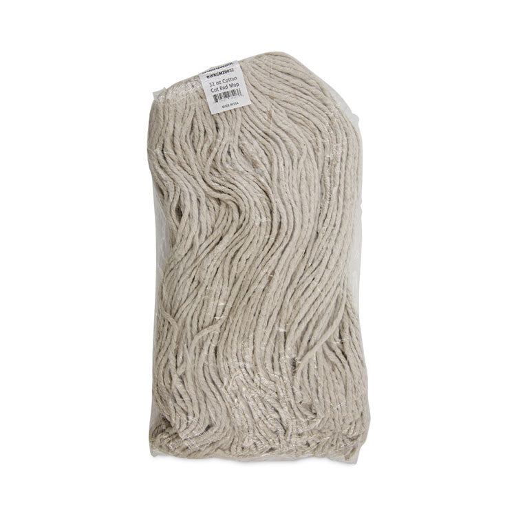 Mop Head, Cotton, Cut-End, White, 4-Ply, 32oz, 12/carton