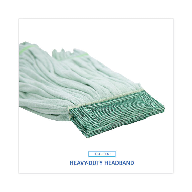 Microfiber Looped-End Wet Mop Head, Large, Green, 12/carton