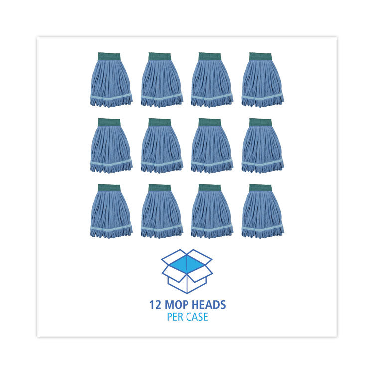 Microfiber Looped-End Wet Mop Heads, Medium, Blue, 12/carton, 12/carton