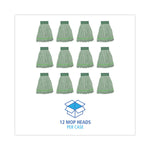 Microfiber Looped-End Wet Mop Heads, Medium, Green, 12/carton