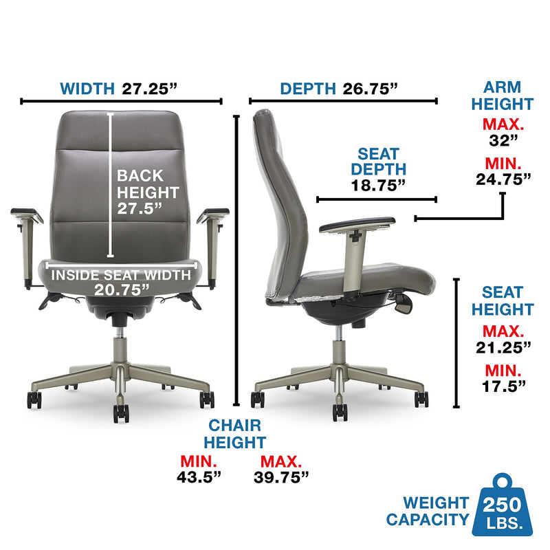 La-Z-Boy Baylor Ergonomic Faux Leather Swivel Executive Chair, Gray (CHR10085C)