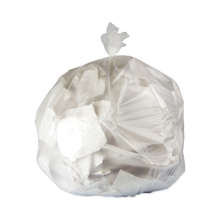High-Density Waste Can Liners, 56 gal, 22 mic, 43" x 48", Natural, Flat Pack, 200/Carton