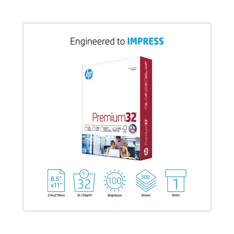 Premium32, 100 Bright, 32 lb Bond Weight, 8.5 x 11, Ultra White, 500/Ream