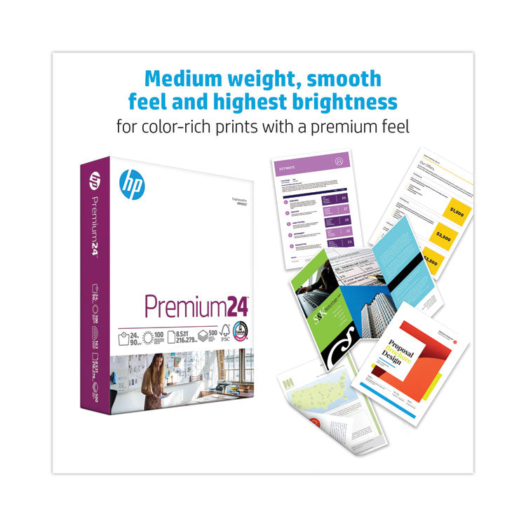 Premium24 Paper, 98 Bright, 24 lb Bond Weight, 8.5 x 11, Ultra White, 500 Sheets/Ream, 5 Reams/Carton