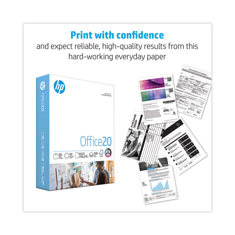 Office20 Paper, 92 Bright, 20 lb Bond Weight, 8.5 x 11, White, 500 Sheets/Ream, 5 Reams/Carton