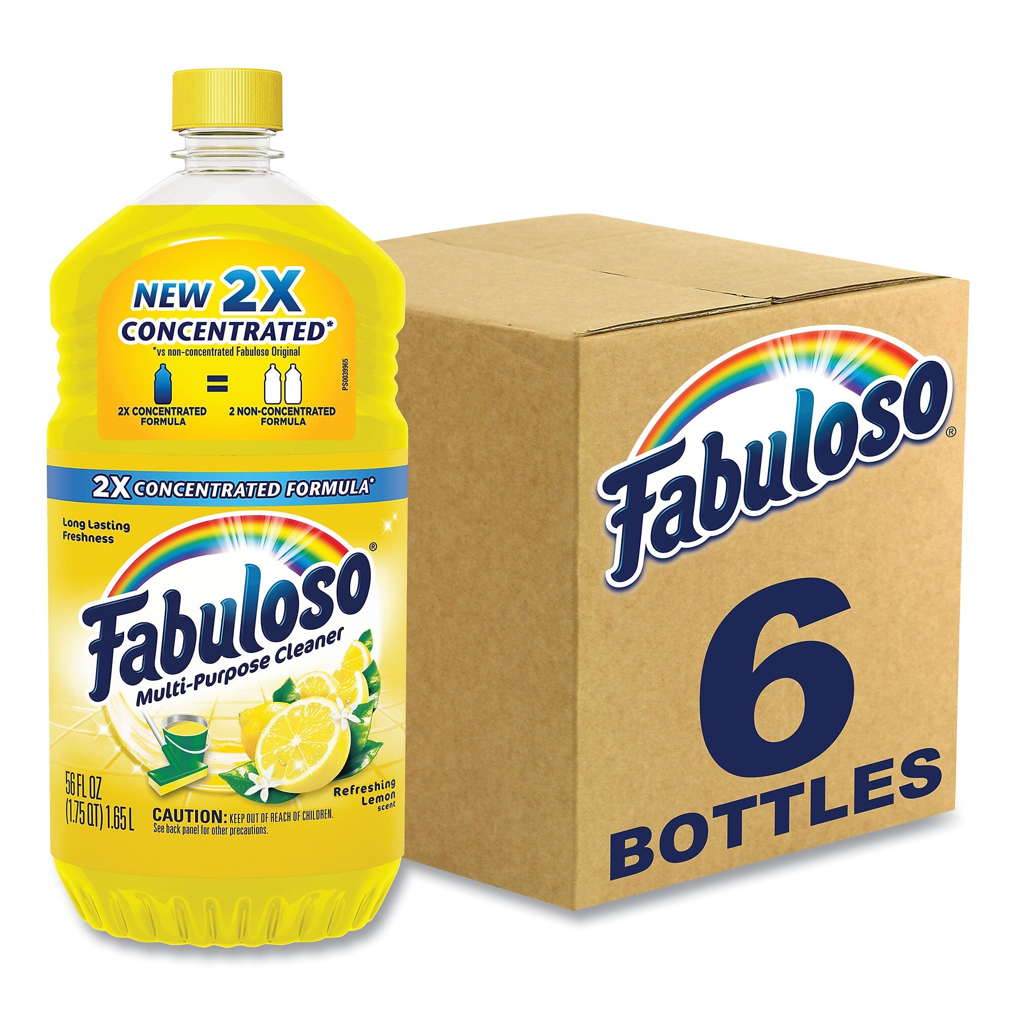Fabuloso Multi-Use Cleaner, Refreshing Lemon Scent, 56 oz Bottle, 6/Carton