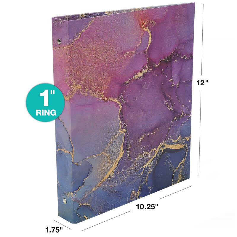 Global Printed Products Marble 1" 3-Ring Non-View Binders, Multicolored, 4/Pack (GPP-0096-A)