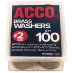 ACCO Washers, 15/32", Brass, 100/Box (ACC71511)