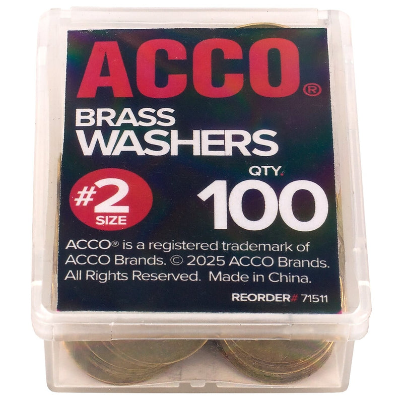 ACCO Washers, 15/32", Brass, 100/Box (ACC71511)