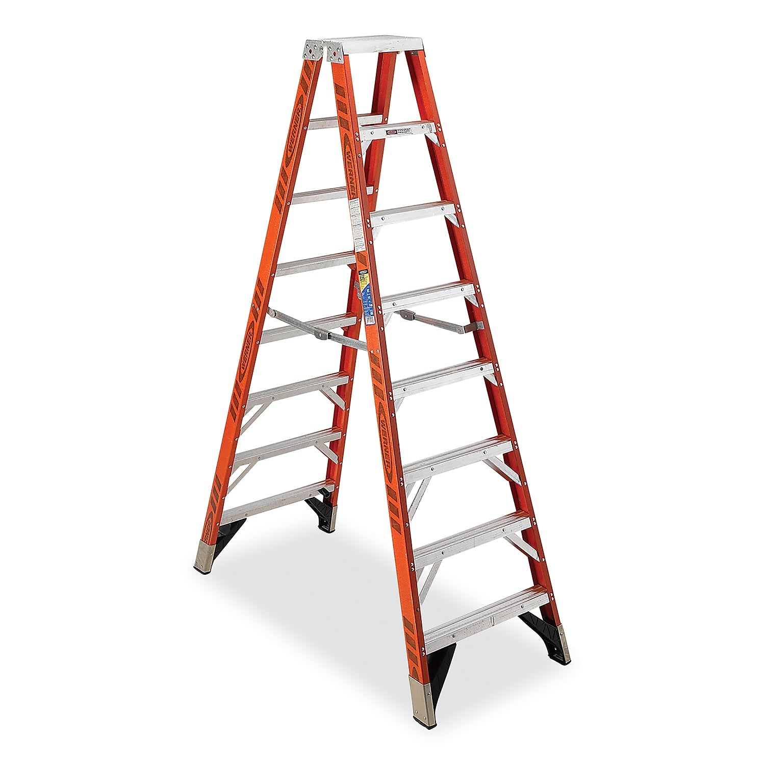 Werner 8' Fiberglass Twin Step Ladder, 375 lbs. Capacity (T7404)
