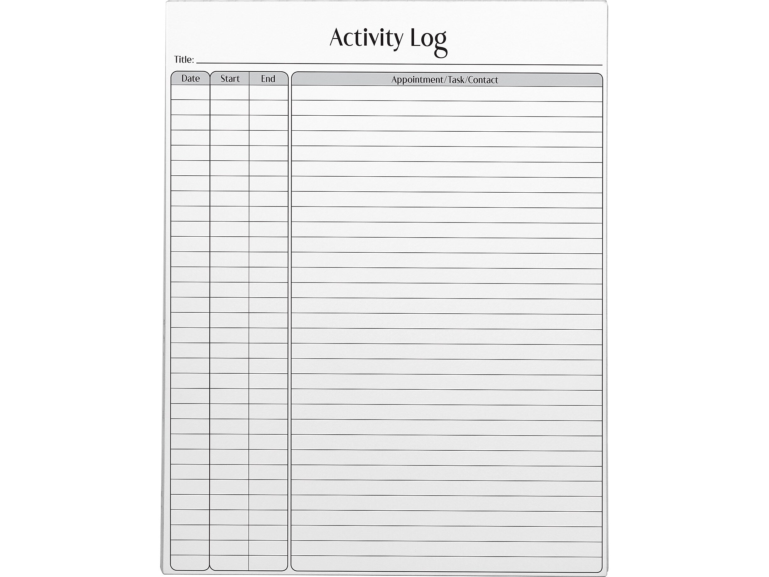 Better Office Activity Log Notepad, 8.5" x 11", Project-Ruled, White/Black, 50 Sheets/Pad (25836)