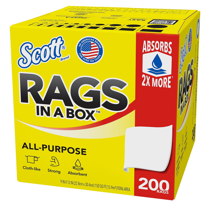 Scott Rags in a Box, 9" x 12", White, 200 Sheets/Box (75260)