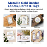 Avery Laser/Inkjet Invitation Cards, 5" x 7", White/Gold, 30 Cards & Envelopes/Pack (3325)
