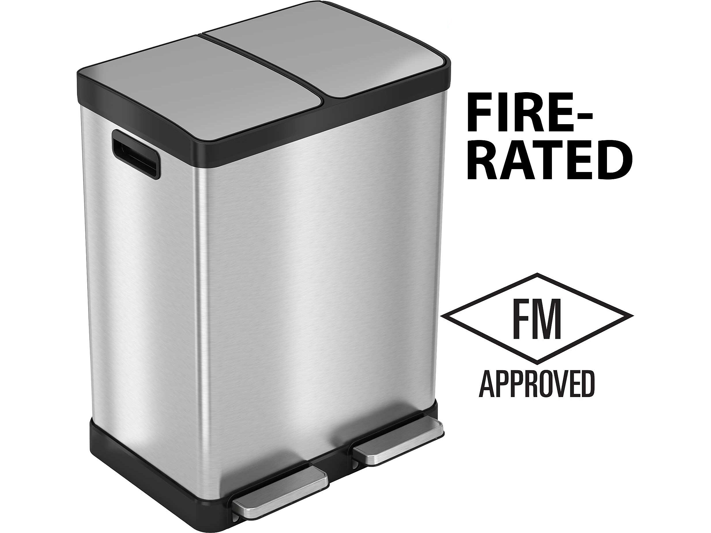 HLS Commercial Stainless Steel Trash & Recycling Bin Combo, 16-Gallon, Silver (HLSS16RFR)