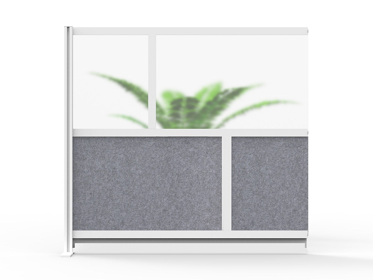 Luxor Modular Room Divider Add-On Wall, 48"H x 53"W, Gray PET/Frosted Acrylic (MW-5348-XFCG)