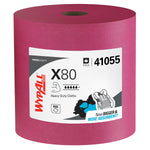 WypAll PowerClean X80 Cloth Cleaning Wipers, 16.8" x 12.5", Red, 455 Sheets/Roll (41055)
