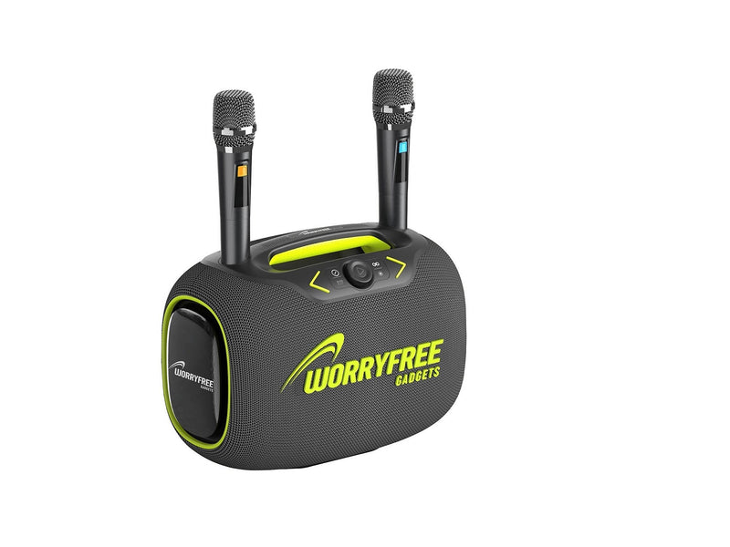 Worryfree Gadgets Party Box Wireless Bluetooth Portable Speaker with 2 Mics & Tripod, Water Resistant, Gray (WPB2-GRY)