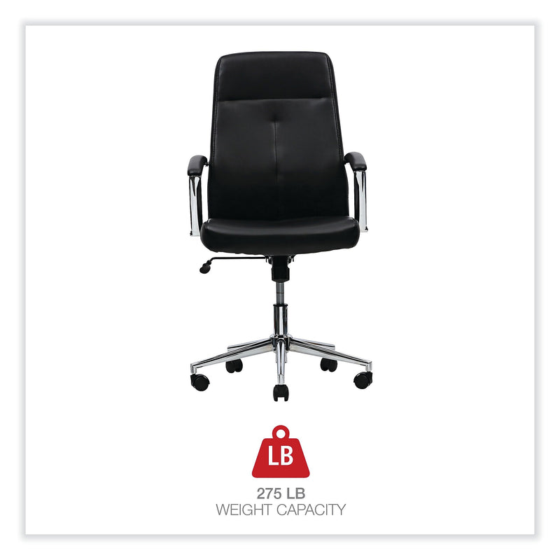 Alera Fixed Arm Leather Task Chair, Black (ALEWS4116)
