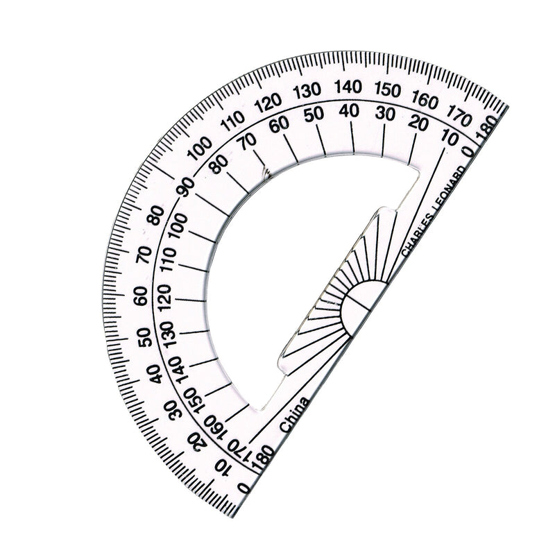 Charles Leonard 180-Degree Protractor, 4", Clear, 12/Pack, 3 Packs/Bundle (CHL77104IP-3)