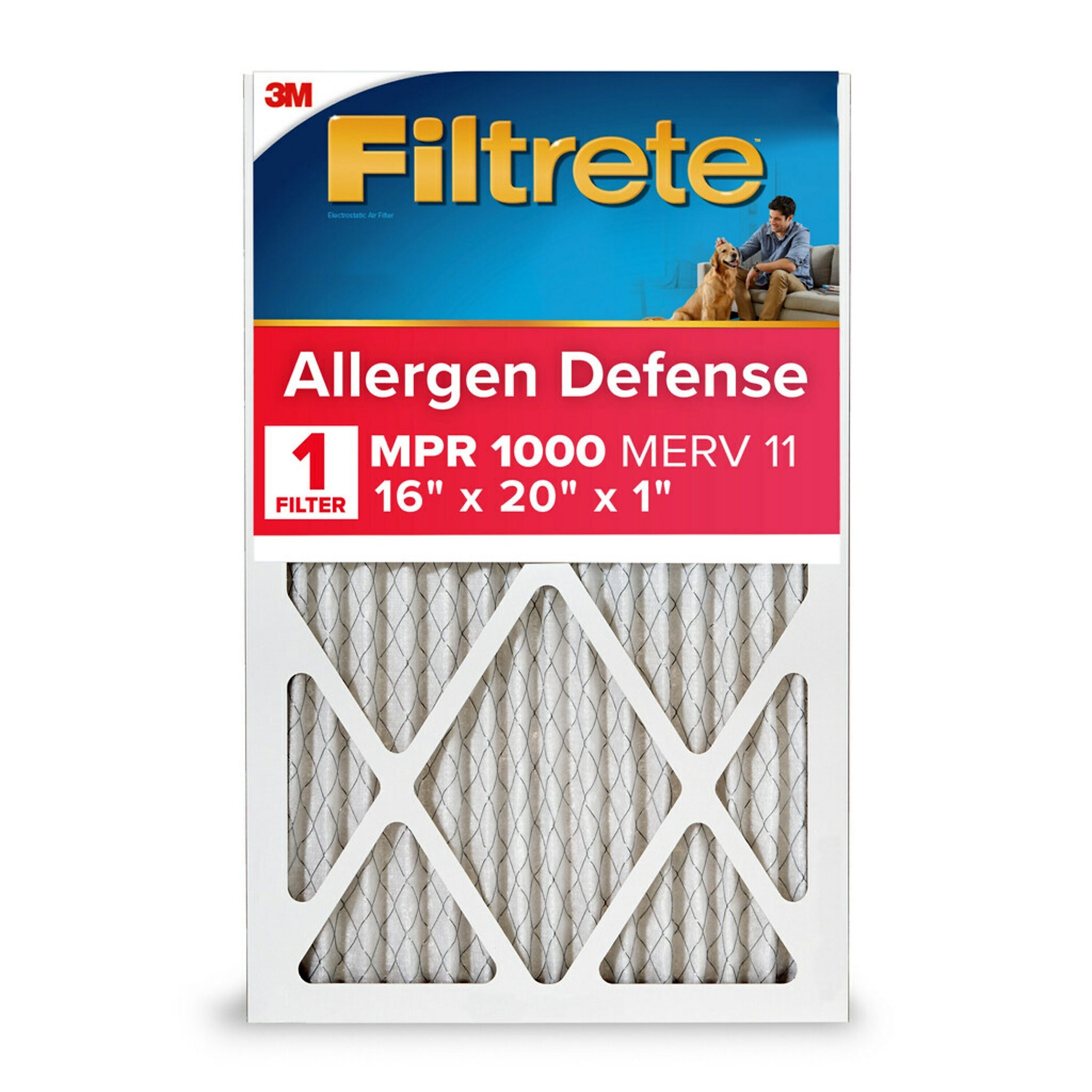 Filtrete Allergen Defense 16" x 20" x 1" Pleated Air Filter, MERV 11 (9800-4)