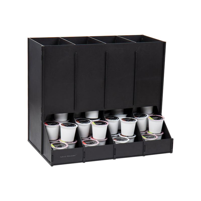 Mind Reader Plastic 4-Compartment Single Serve Coffee Pod Dispenser, 120 Pod Capacity, Black (CPODBK-BLK)