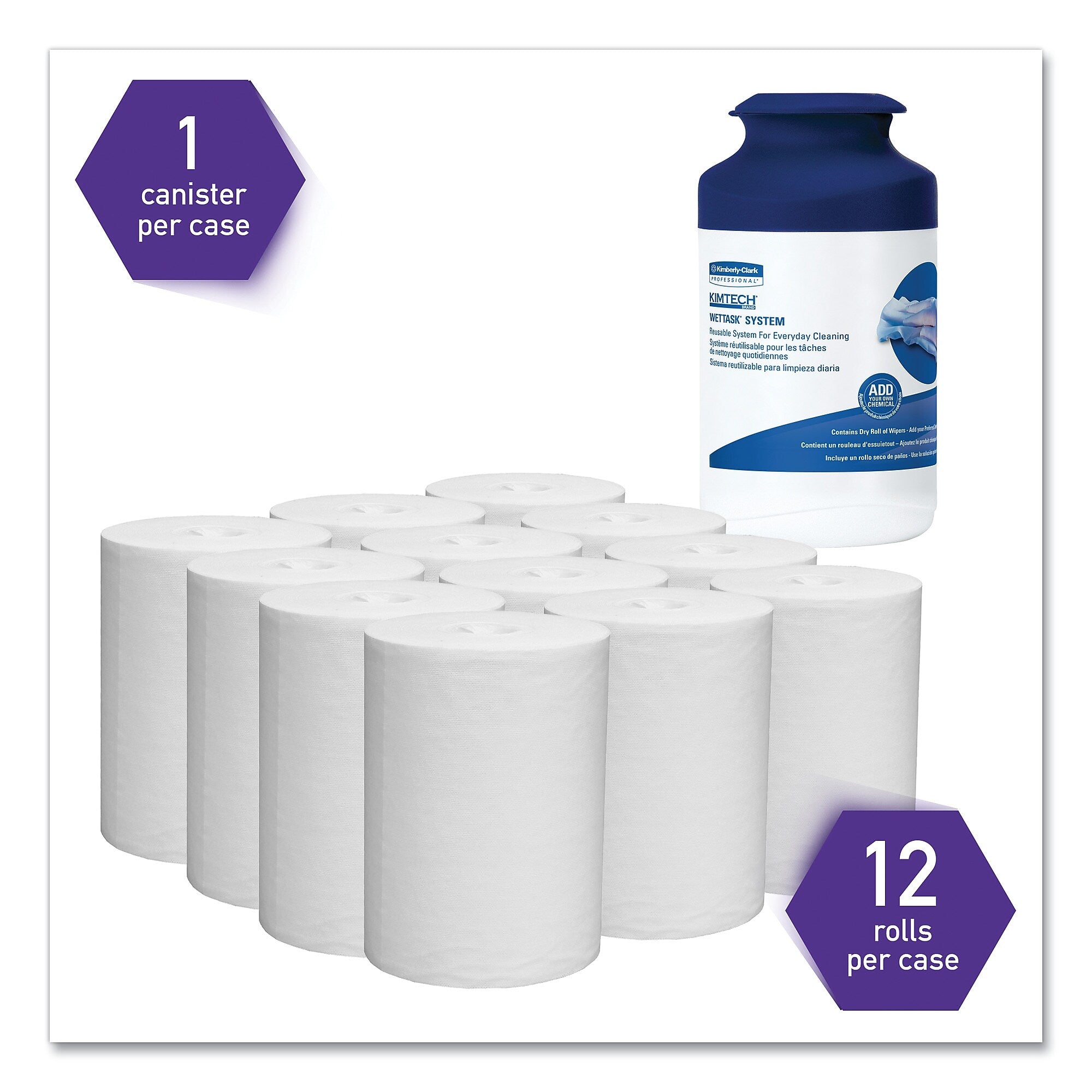 Kimtech WetTask System Prep Wipers Refill with Canister, 55/Rl,12 Rl/Ct (KCC7732005)