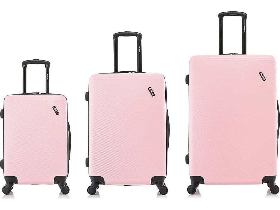 DUKAP Discovery 3-Piece Hardside Spinner Luggage Set, TSA Checkpoint Friendly, Pink (DKDISSML-PNK)