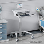 Mount-It! MedHub Mobile Medical Cart Workstation with Tablet Mount and Locking Caster Wheels, White/Grey (MI-16018)