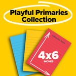 Post-it Super Sticky Notes, 4" x 6", Playful Primaries Collection, Lined, 90 Sheet/Pad, 3 Pads/Pack (6603SSAN)