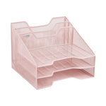 Mind Reader 5-Compartment Metal Desk Organizer, Pink (MESHBOX5-PNK)
