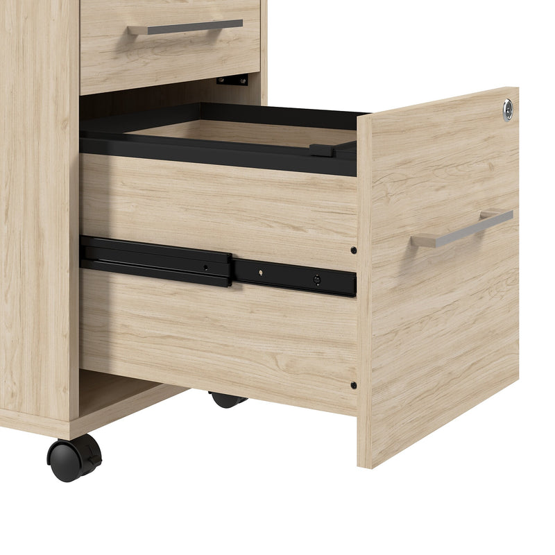 Bush Business Furniture Hustle 60"W L Shaped Computer Desk with 3 Drawer Mobile File Cabinet, Natural Elm (HUS006NE)
